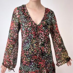 Vintage Floral Long Sleeve Mini Dress